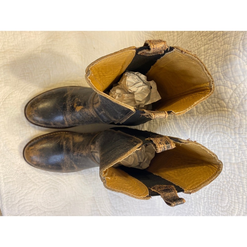 Bed Stu Cobbler Series Distressed Leather Mid Calf Chelsea Boots Brown Womens 9 - Picture 8 of 11